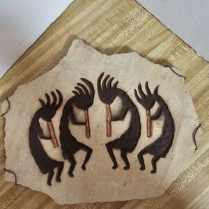 Native American Southwest Style Kokopelli Stone Wall Plaque 12" x 10" Art Decor 